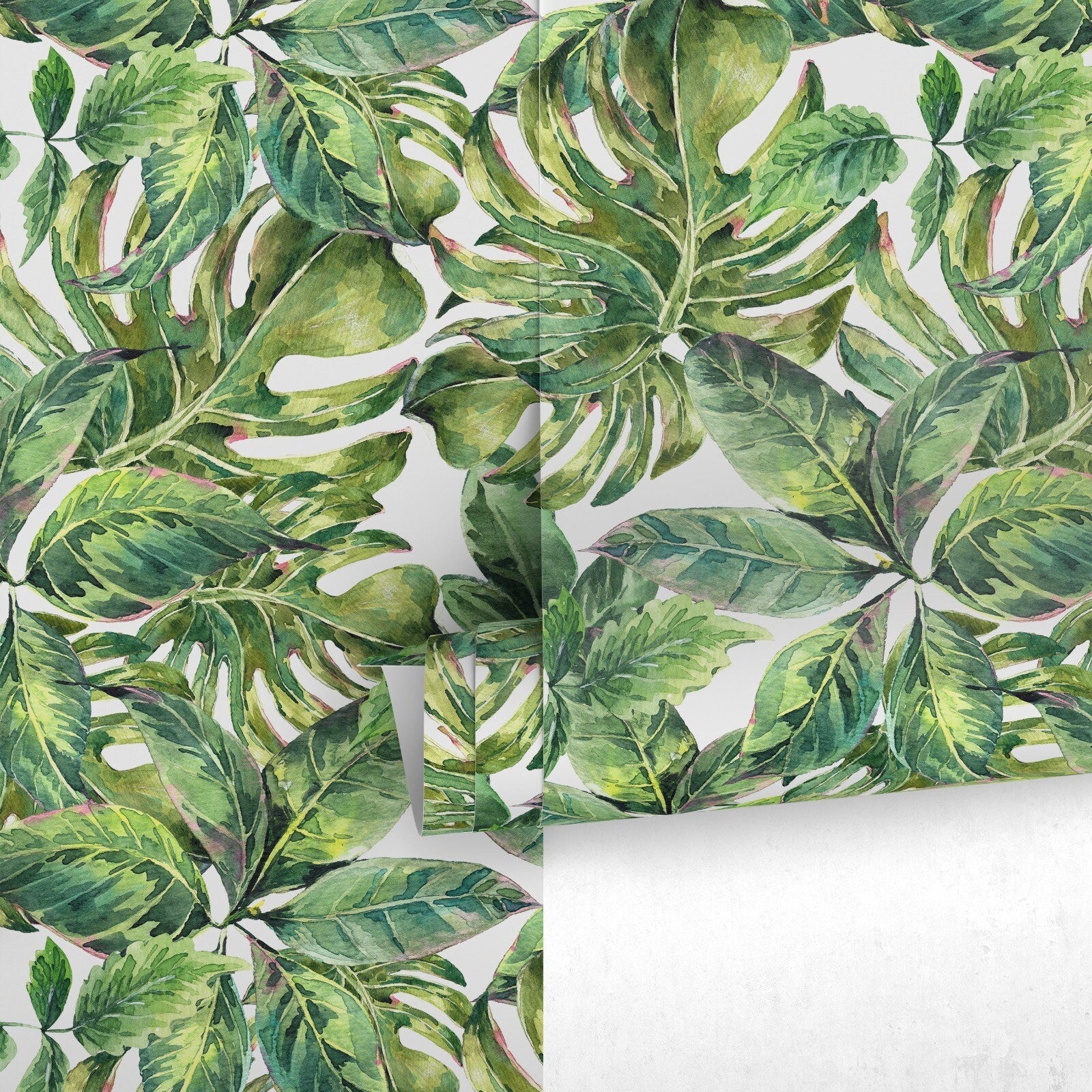 Wallpaper Peel and Stick Wallpaper Removable Wallpaper Home Decor Wall Art Wall Decor Room Decor / Tropical Monstera Leaves Wallpaper - A734 - WallTrend