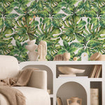 Wallpaper Peel and Stick Wallpaper Removable Wallpaper Home Decor Wall Art Wall Decor Room Decor / Tropical Monstera Leaves Wallpaper - A734 - WallTrend