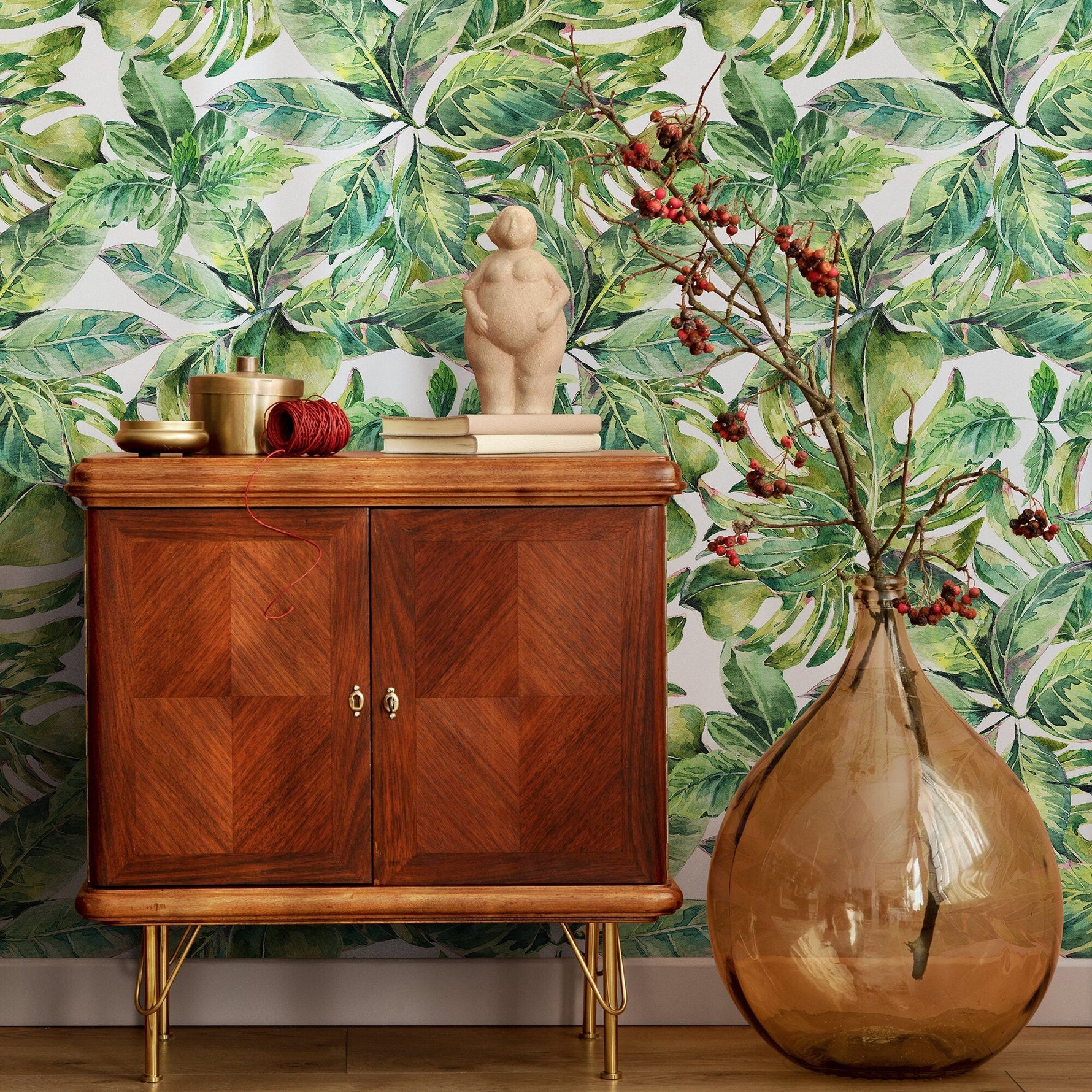 Wallpaper Peel and Stick Wallpaper Removable Wallpaper Home Decor Wall Art Wall Decor Room Decor / Tropical Monstera Leaves Wallpaper - A734 - WallTrend