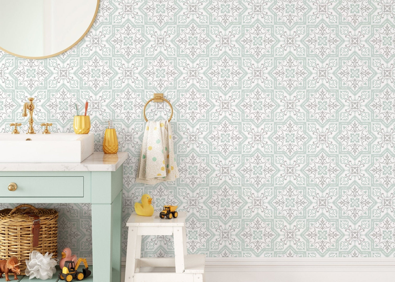 Wallpaper Peel and Stick Wallpaper Removable Wallpaper Home Decor Wall Art Wall Decor Room Decor / Unique Tile Wallpaper - B794 - WallTrend
