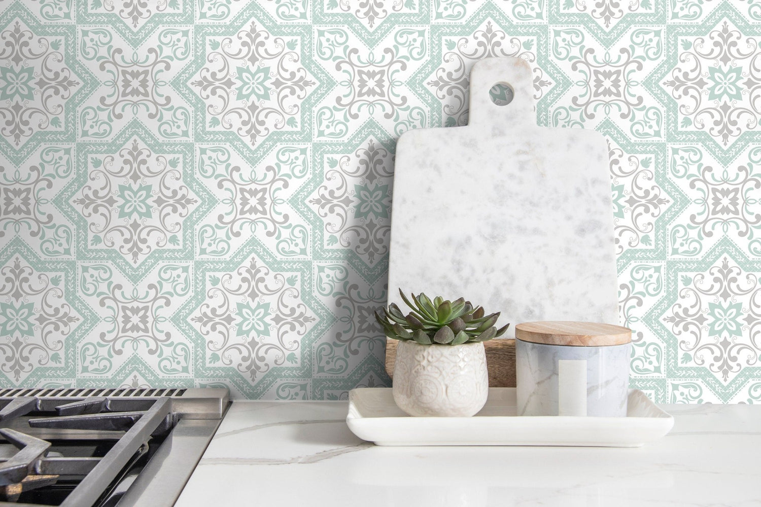 Wallpaper Peel and Stick Wallpaper Removable Wallpaper Home Decor Wall Art Wall Decor Room Decor / Unique Tile Wallpaper - B794 - WallTrend