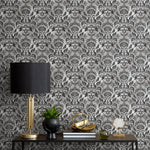 Wallpaper Peel and Stick Wallpaper Removable Wallpaper Home Decor Wall Art Wall Decor Room Decor / Vintage Black Damask Wallpaper - B734 - WallTrend
