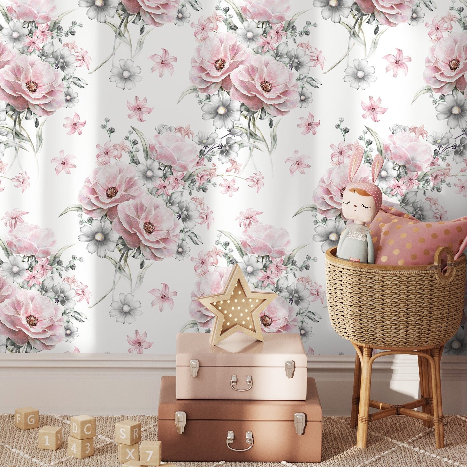 Wallpaper Peel and Stick Wallpaper Removable Wallpaper Home Decor Wall Art Wall Decor Room Decor / Vintage Floral Wallpaper - A265 - WallTrend
