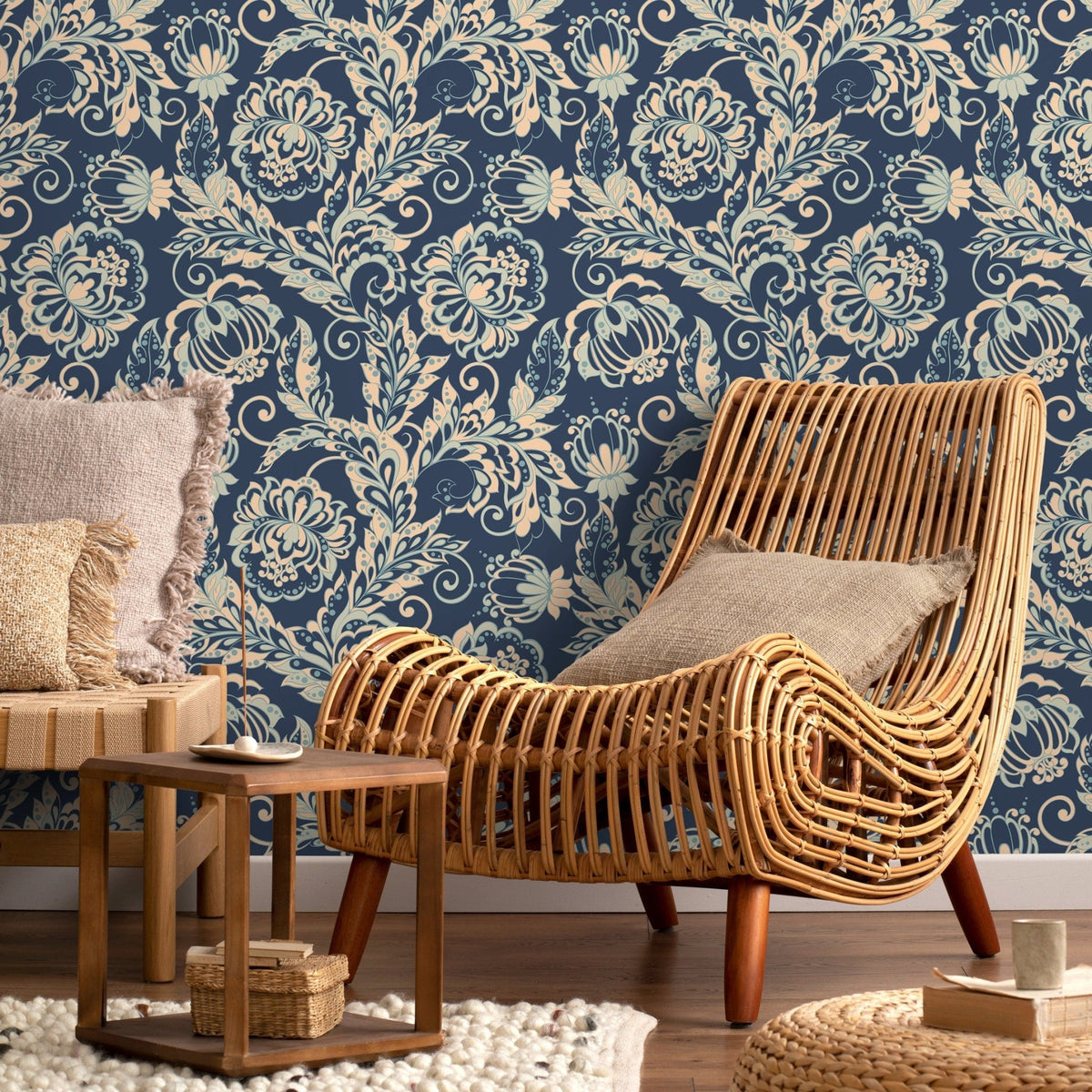 Wallpaper Peel and Stick Wallpaper Removable Wallpaper Home Decor Wall Art Wall Decor Room Decor/ Vintage Ornamental Flowers Wallpaper - B286 - WallTrend