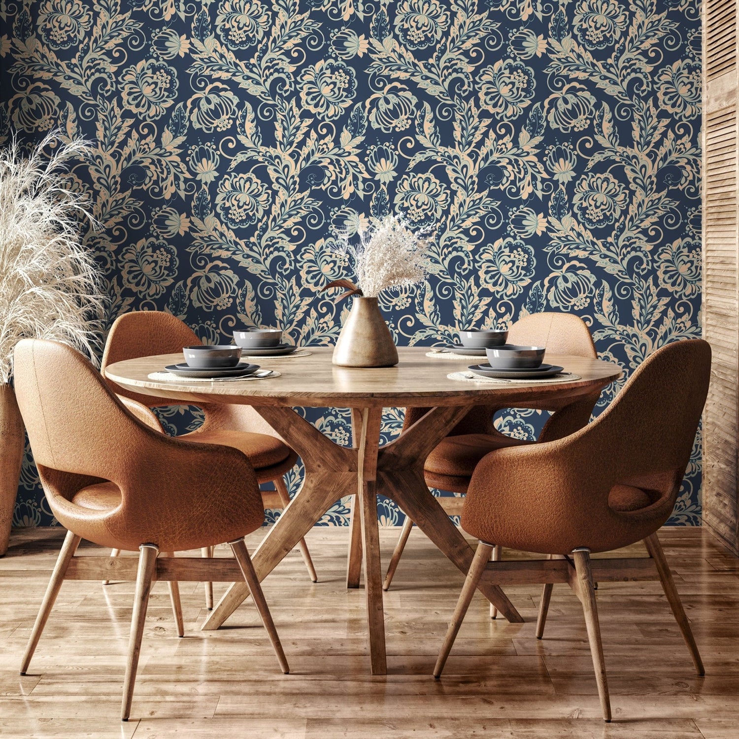 Wallpaper Peel and Stick Wallpaper Removable Wallpaper Home Decor Wall Art Wall Decor Room Decor/ Vintage Ornamental Flowers Wallpaper - B286 - WallTrend