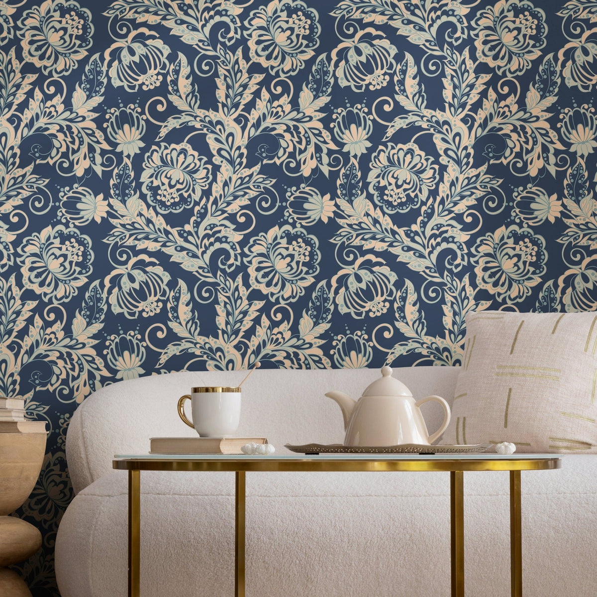 Wallpaper Peel and Stick Wallpaper Removable Wallpaper Home Decor Wall Art Wall Decor Room Decor/ Vintage Ornamental Flowers Wallpaper - B286 - WallTrend