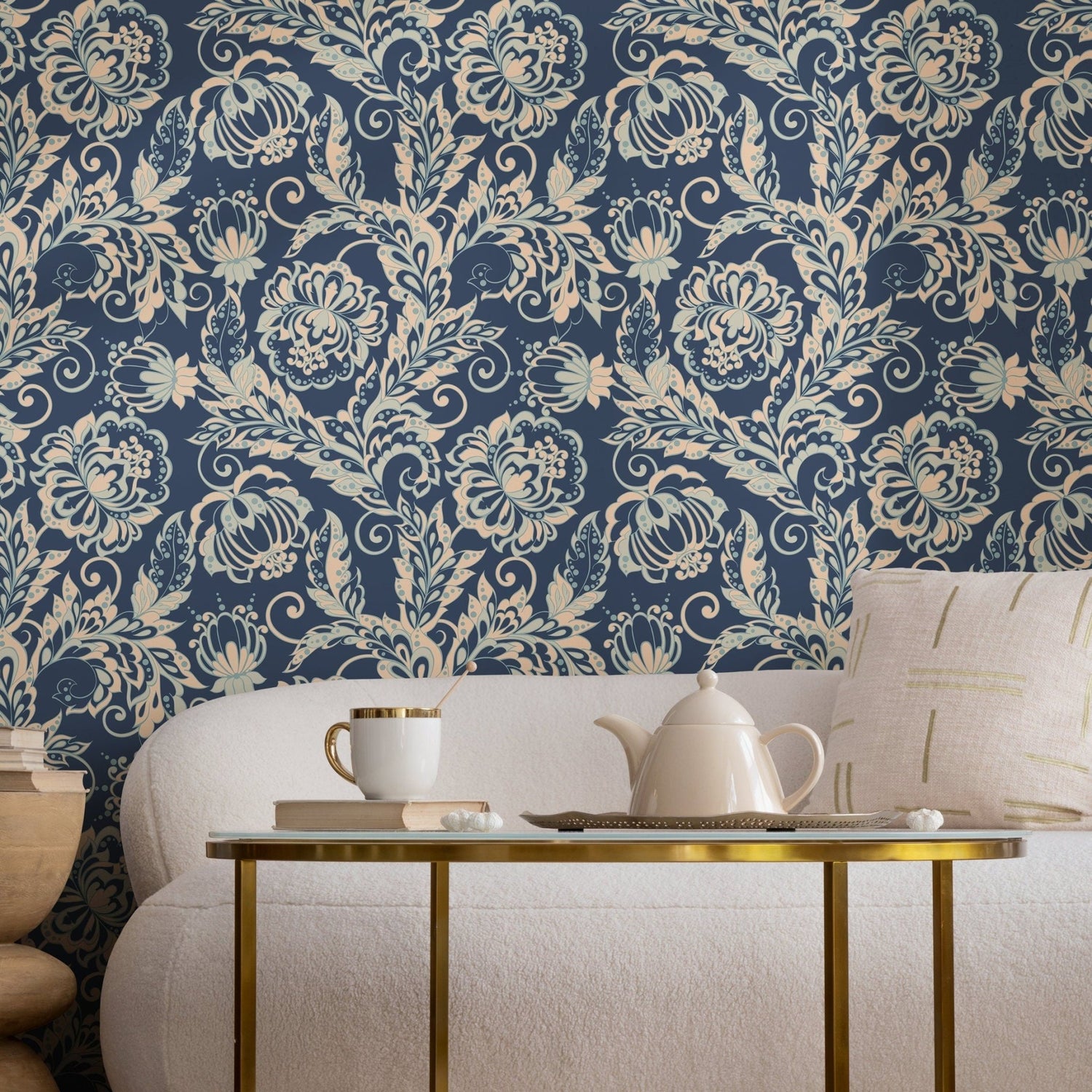 Wallpaper Peel and Stick Wallpaper Removable Wallpaper Home Decor Wall Art Wall Decor Room Decor/ Vintage Ornamental Flowers Wallpaper - B286 - WallTrend