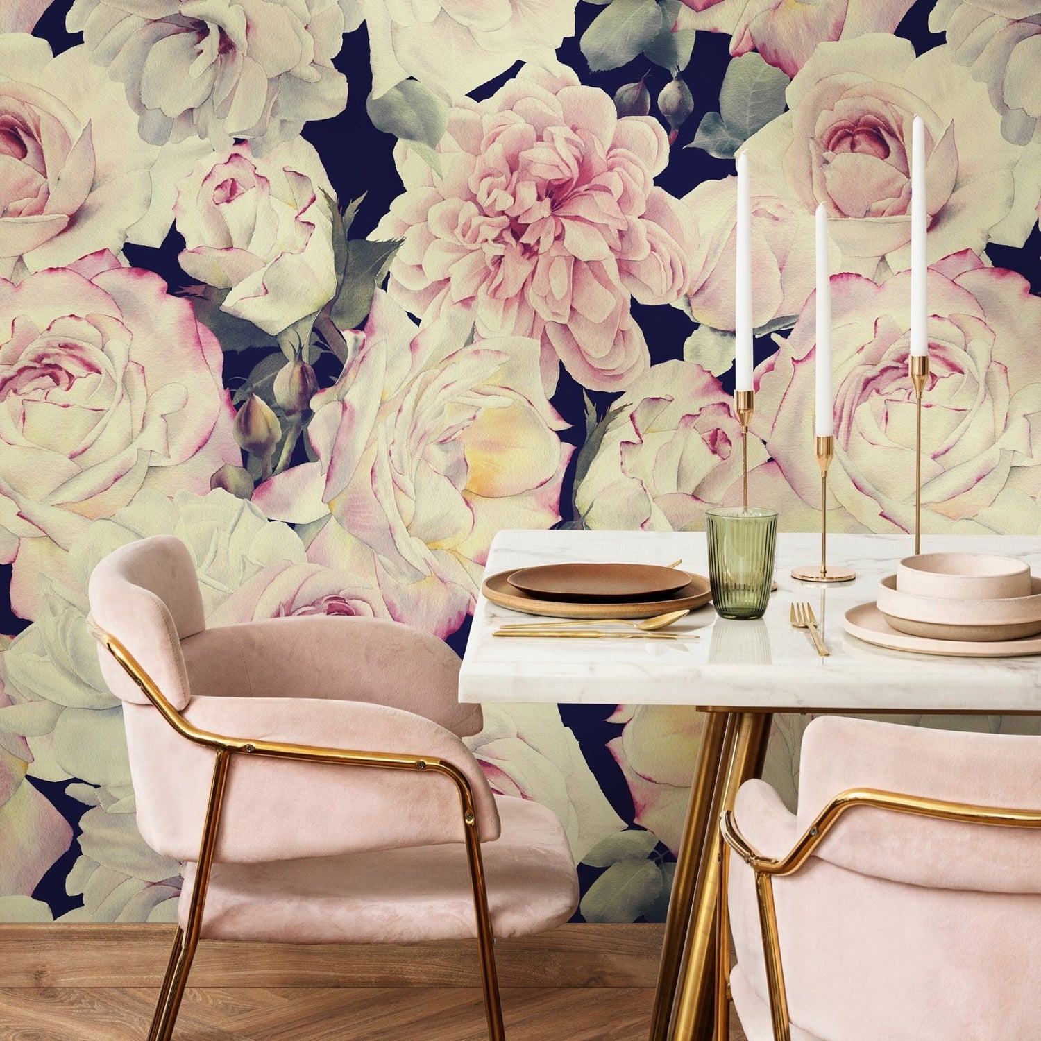 Wallpaper Peel and Stick Wallpaper Removable Wallpaper Home Decor Wall Art Wall Decor Room Decor / Vintage Roses Wallpaper - A221 - WallTrend