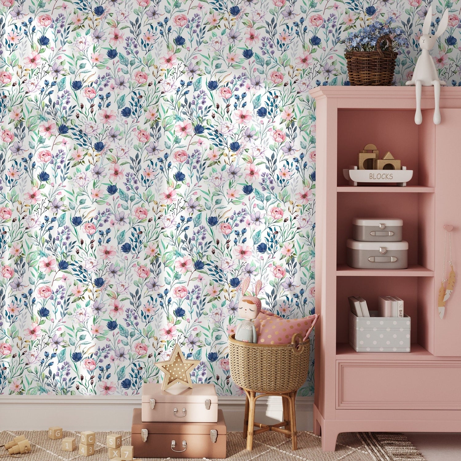 Wallpaper Peel and Stick Wallpaper Removable Wallpaper Home Decor Wall Art Wall Decor Room Decor / Watercolor Floral Wallpaper - A711 - WallTrend