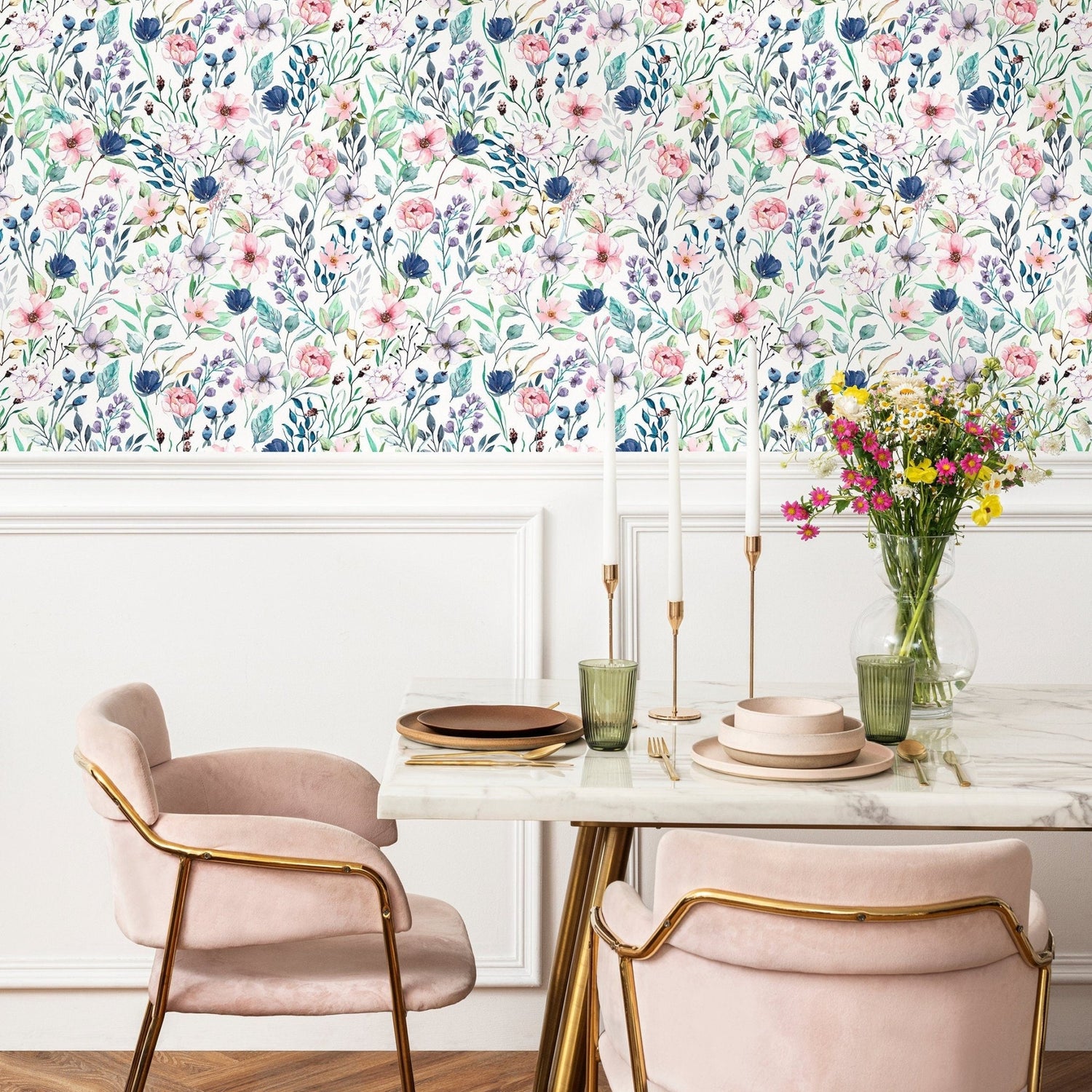Wallpaper Peel and Stick Wallpaper Removable Wallpaper Home Decor Wall Art Wall Decor Room Decor / Watercolor Floral Wallpaper - A711 - WallTrend