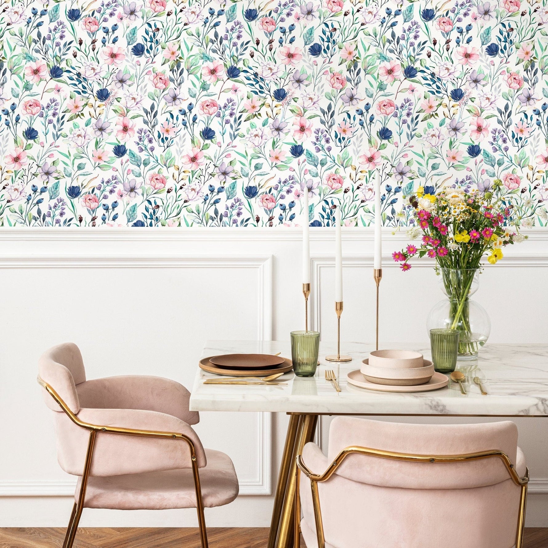 Wallpaper Peel and Stick Wallpaper Removable Wallpaper Home Decor Wall Art Wall Decor Room Decor / Watercolor Floral Wallpaper - A711 - WallTrend