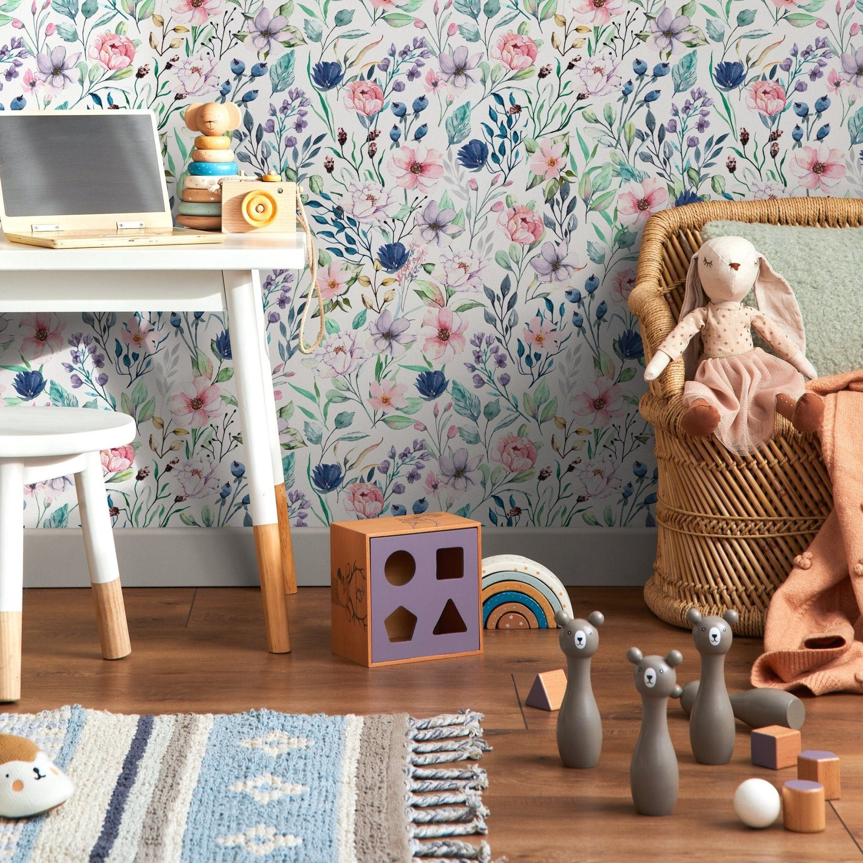 Wallpaper Peel and Stick Wallpaper Removable Wallpaper Home Decor Wall Art Wall Decor Room Decor / Watercolor Floral Wallpaper - A711 - WallTrend