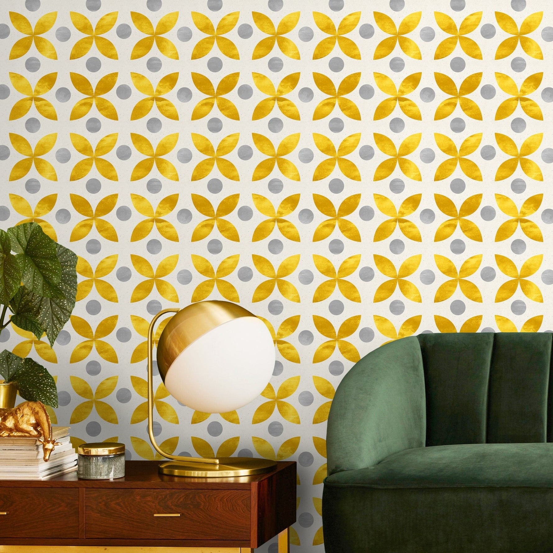 Wallpaper Peel and Stick Wallpaper Removable Wallpaper Home Decor Wall Art Wall Decor Room Decor / Yellow Tile Scandinavian Wallpaper - A737 - WallTrend