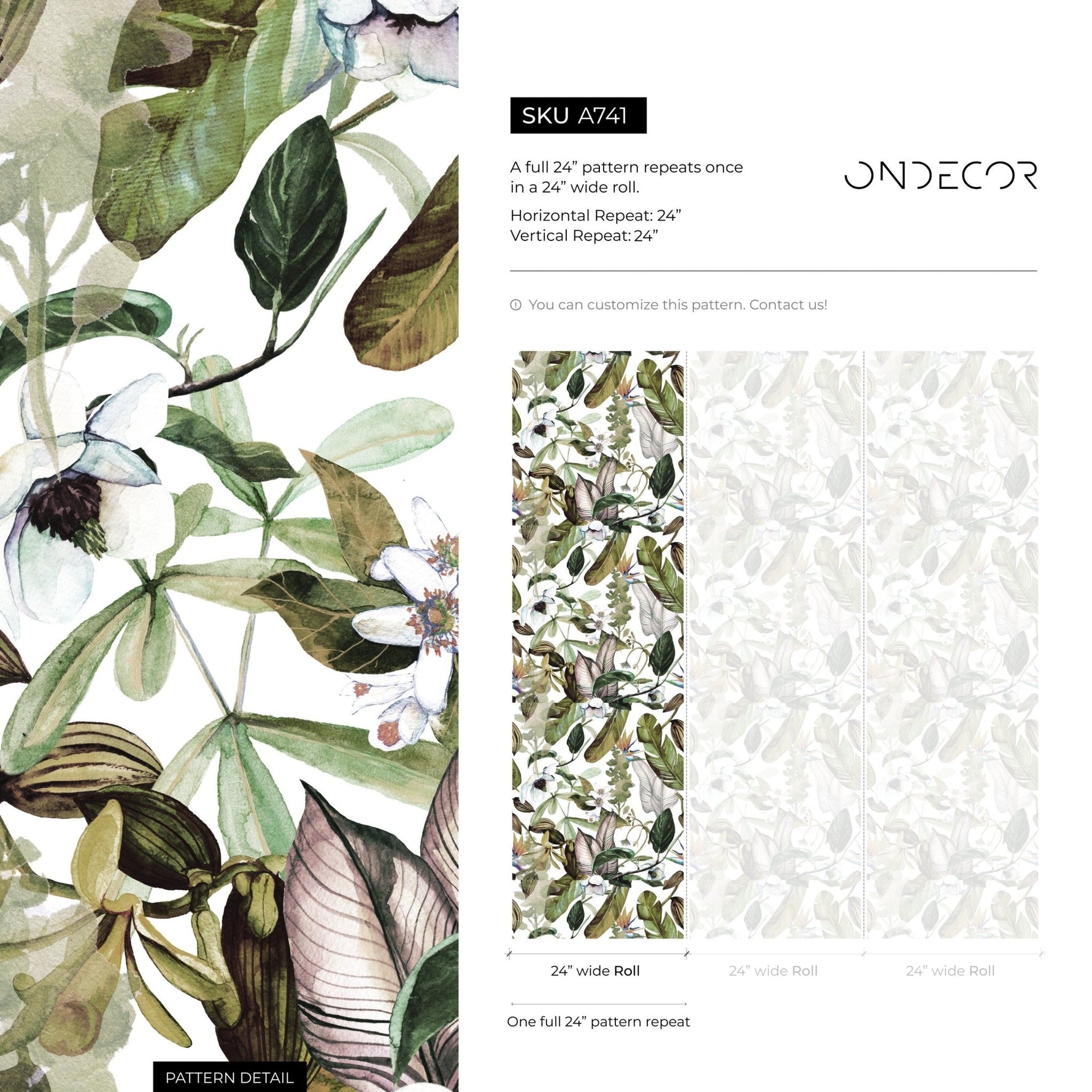 Wallpaper Peel and Stick Wallpaper Removable Wallpaper Home Decor Wall Decor Room Decor / Botanical Floral and Leaves Wallpaper - A741 - WallTrend