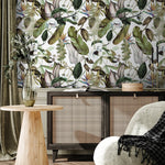 Wallpaper Peel and Stick Wallpaper Removable Wallpaper Home Decor Wall Decor Room Decor / Botanical Floral and Leaves Wallpaper - A741 - WallTrend