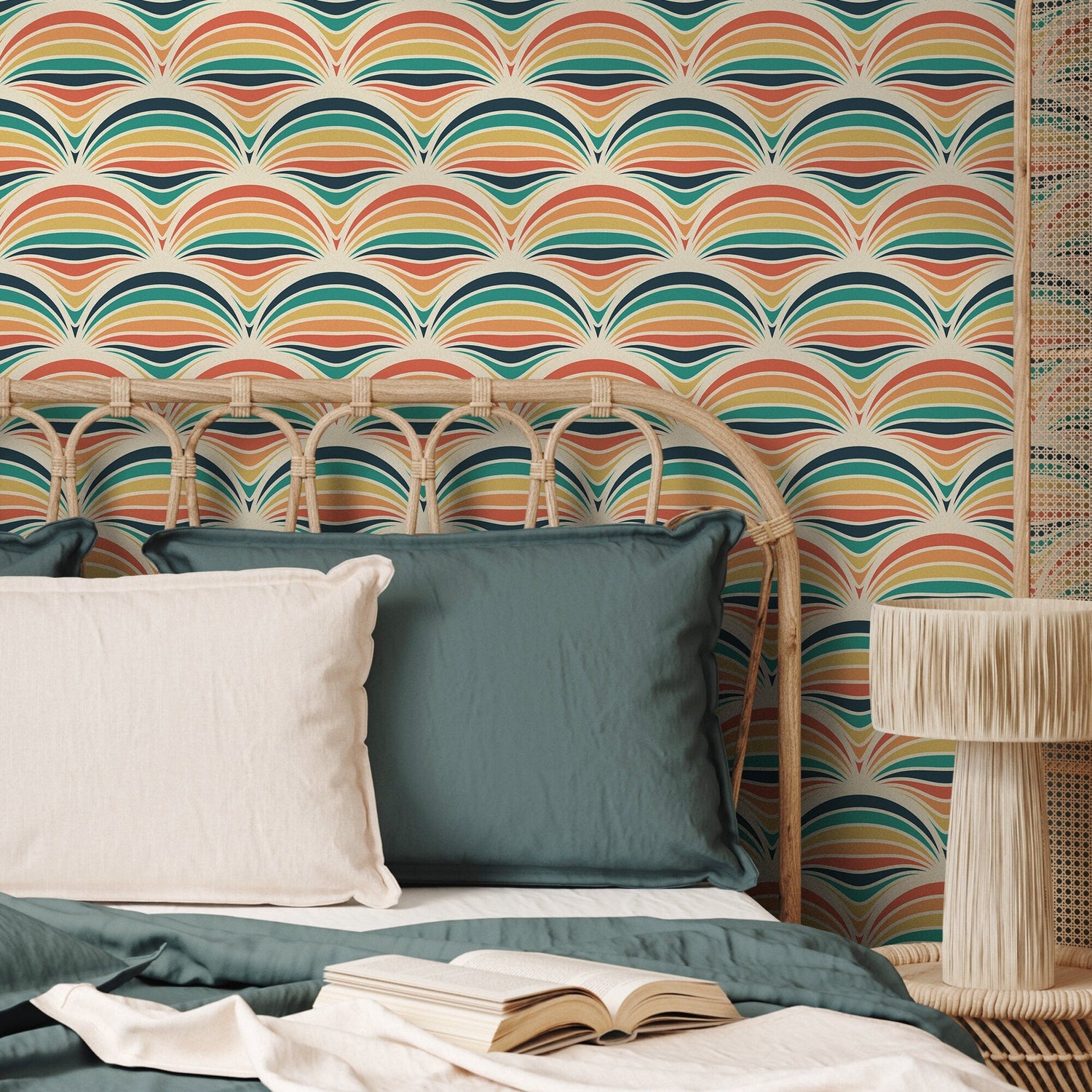 Wallpaper Peel and Stick Wallpaper Removable Wallpaper Home Decor Wall Decor Room Decor / Colorful Mid Century Retro Wallpaper - B425 - WallTrend