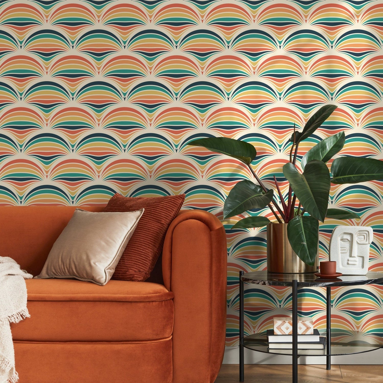 Wallpaper Peel and Stick Wallpaper Removable Wallpaper Home Decor Wall Decor Room Decor / Colorful Mid Century Retro Wallpaper - B425 - WallTrend