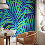 Wallpaper Peel and Stick Wallpaper Removable Wallpaper Home Decor Wall Decor Room Decor / Cool Neon Tropical Leaves Wallpaper - B378 - WallTrend