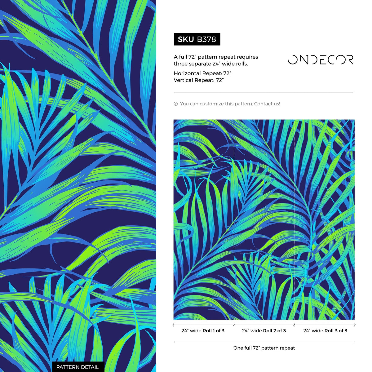 Wallpaper Peel and Stick Wallpaper Removable Wallpaper Home Decor Wall Decor Room Decor / Cool Neon Tropical Leaves Wallpaper - B378 - WallTrend