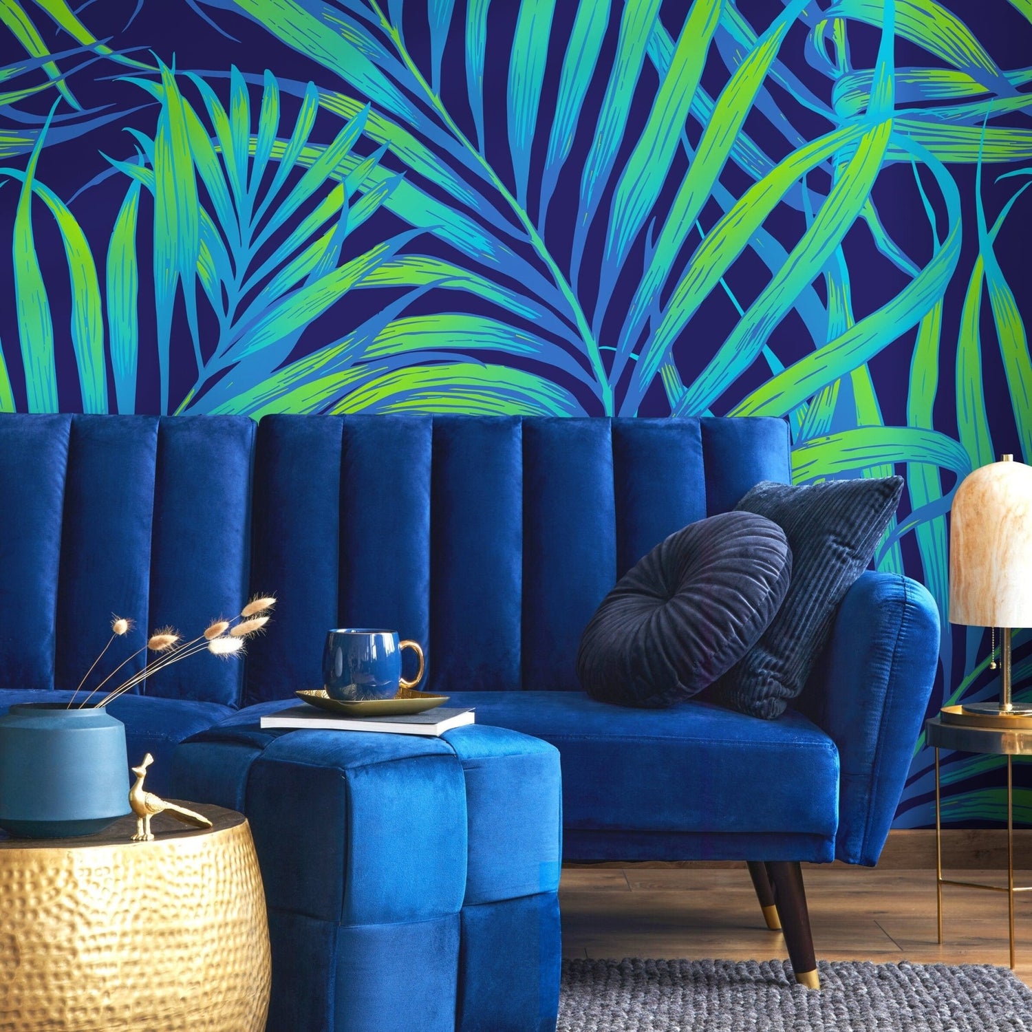 Wallpaper Peel and Stick Wallpaper Removable Wallpaper Home Decor Wall Decor Room Decor / Cool Neon Tropical Leaves Wallpaper - B378 - WallTrend