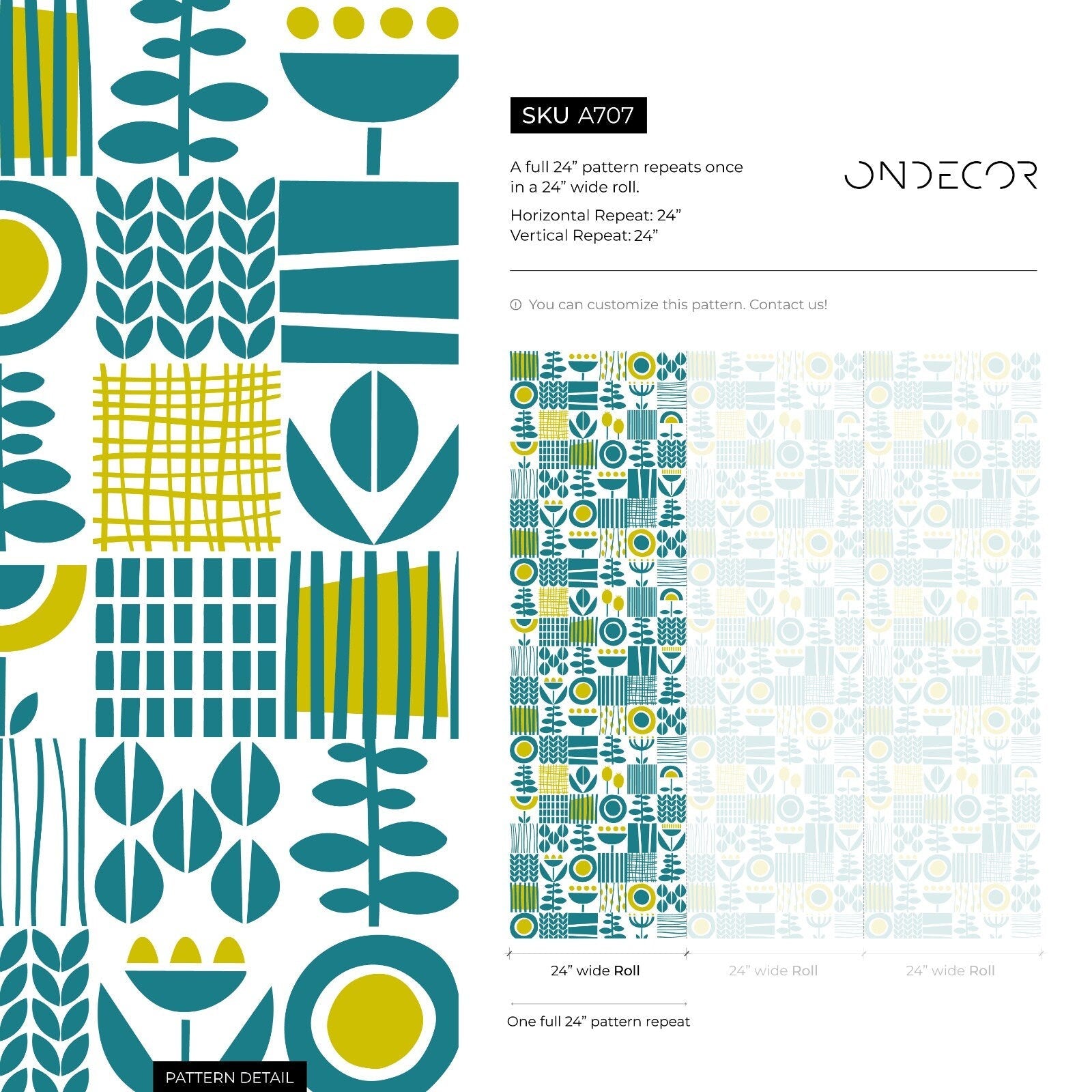 Wallpaper Peel and Stick Wallpaper Removable Wallpaper Home Decor Wall Decor Room Decor / Green and Yellow Scandinavian Wallpaper - A707 - WallTrend