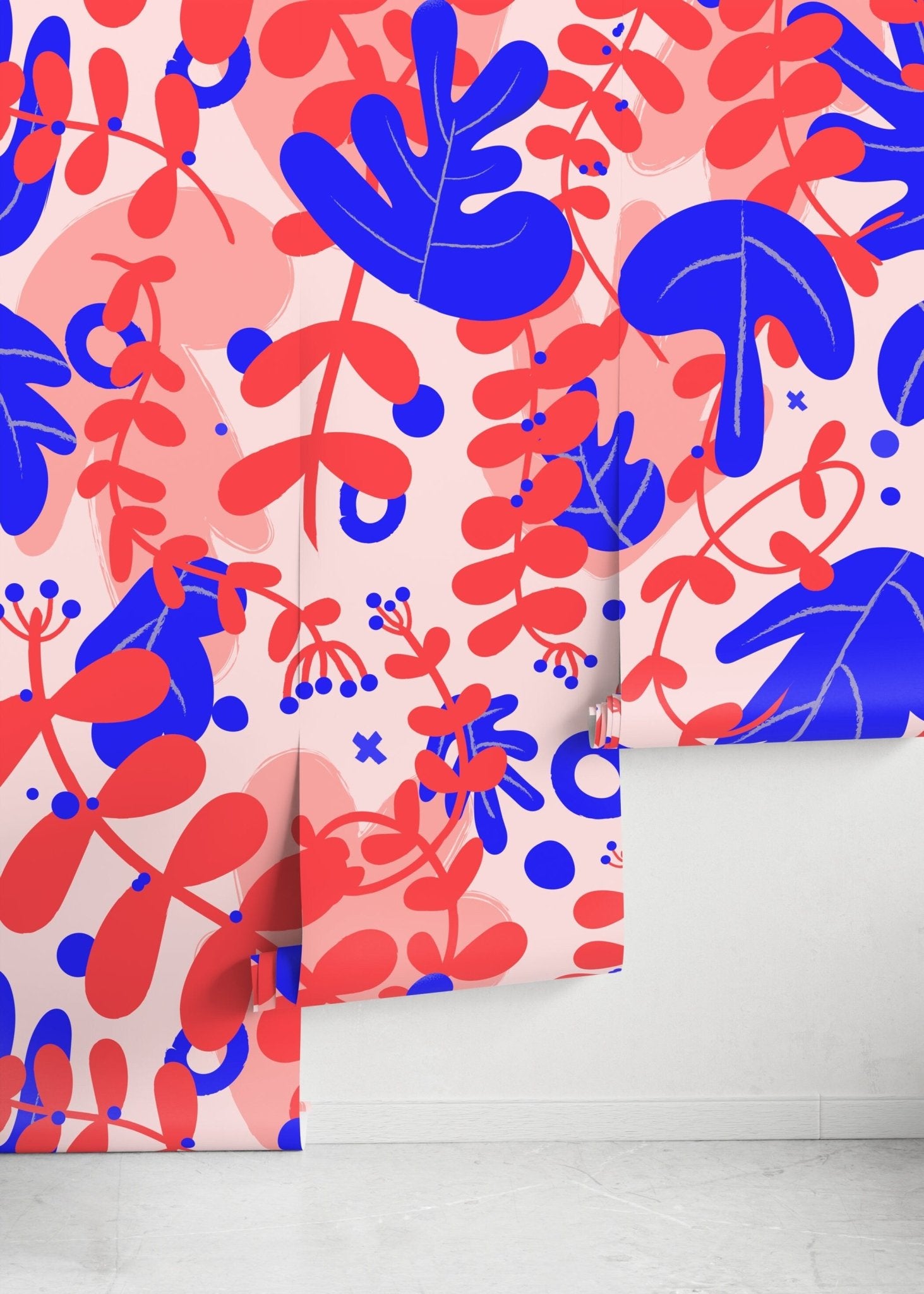 Wallpaper Peel and Stick Wallpaper Removable Wallpaper Home Decor Wall Decor Room Decor / Unique Tropical Red Leaves Wallpaper - AS2 - B926 - WallTrend