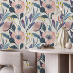 Wallpaper Peel and Stick Wallpaper Removable Wallpaper Temporary Wallpaper Home Decor Room Decor / Cute Floral Scandinavian Wallpaper - A696 - WallTrend