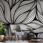 Wallpaper Removable Wallpaper Peel and Stick Wallpaper Wall Decor Home Decor Wall Art Room Decor / Black and White Abstract Wallpaper - B853 - WallTrend