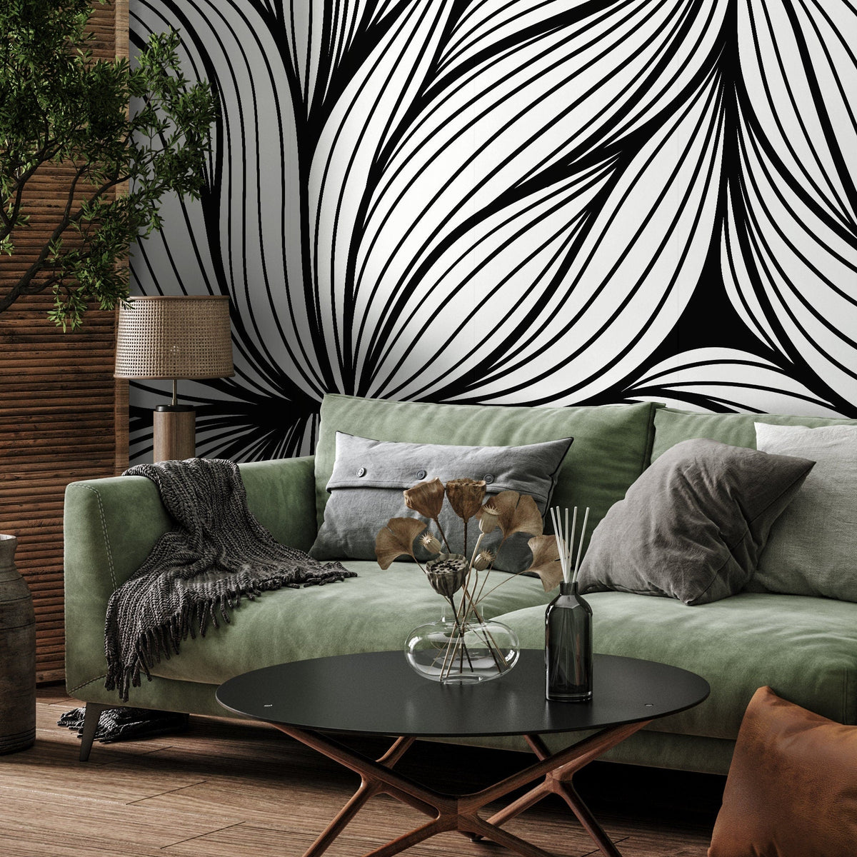 Wallpaper Removable Wallpaper Peel and Stick Wallpaper Wall Decor Home Decor Wall Art Room Decor / Black and White Abstract Wallpaper - B853 - WallTrend