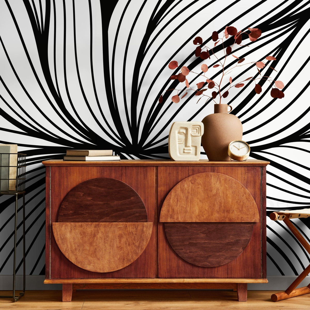 Wallpaper Removable Wallpaper Peel and Stick Wallpaper Wall Decor Home Decor Wall Art Room Decor / Black and White Abstract Wallpaper - B853 - WallTrend