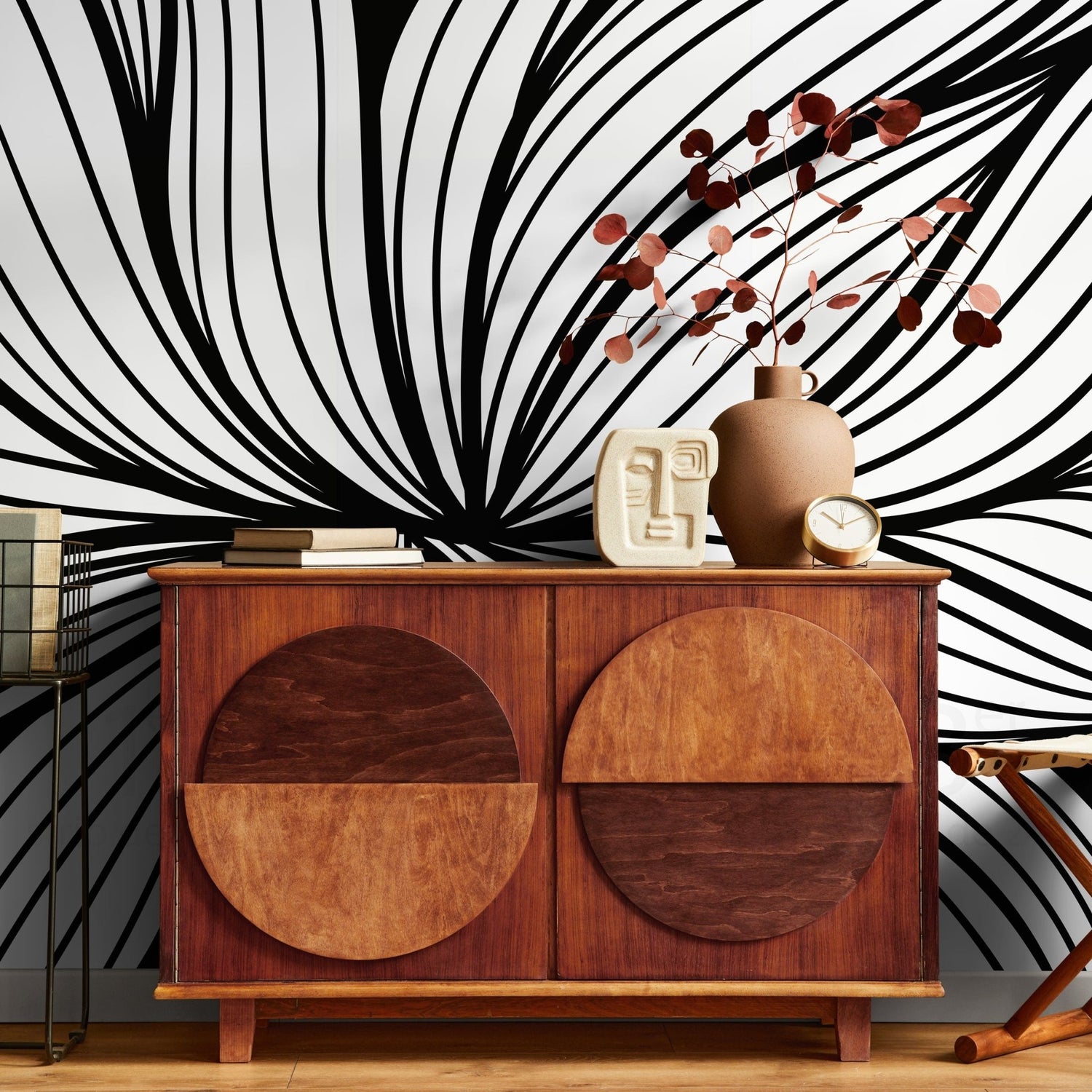 Wallpaper Removable Wallpaper Peel and Stick Wallpaper Wall Decor Home Decor Wall Art Room Decor / Black and White Abstract Wallpaper - B853 - WallTrend