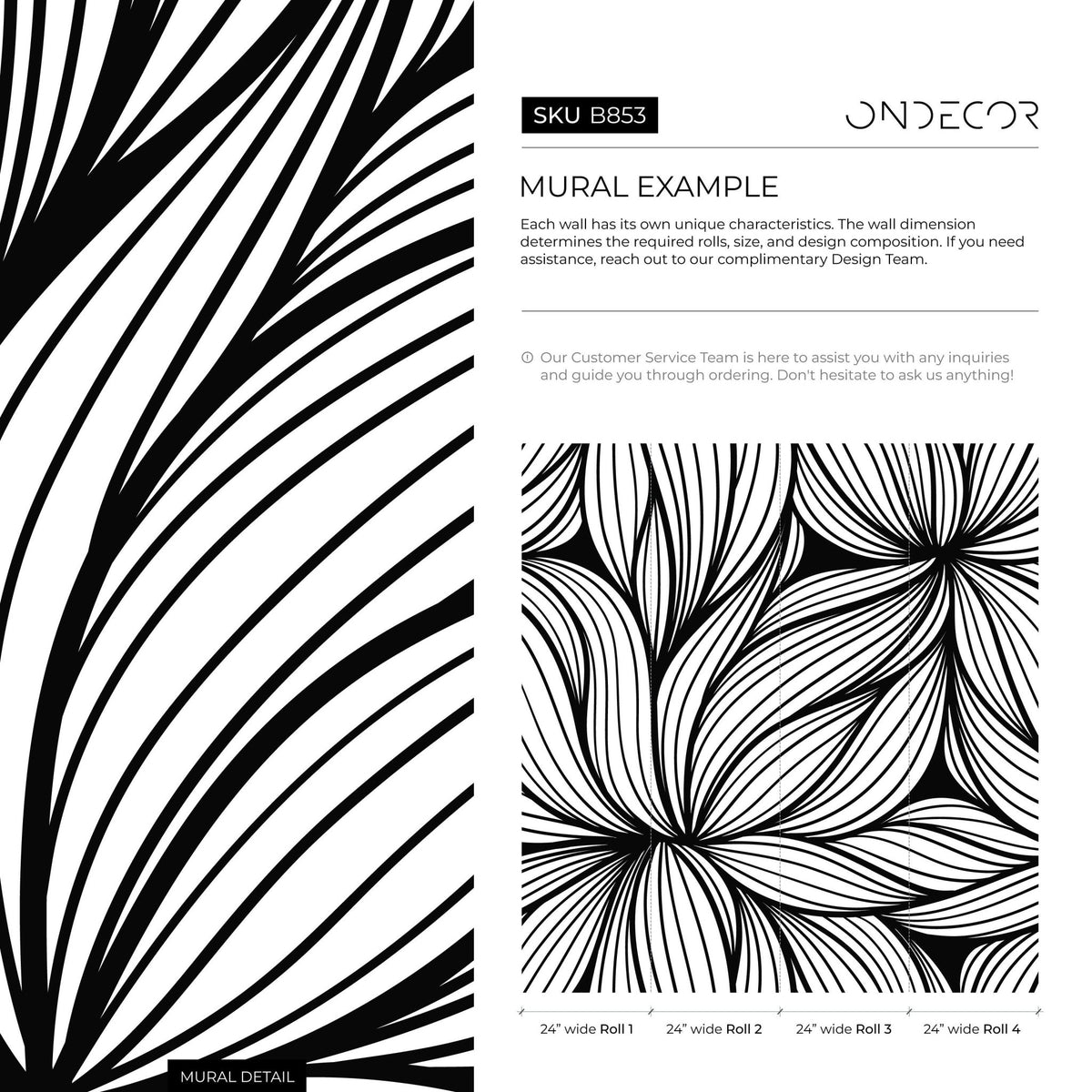 Wallpaper Removable Wallpaper Peel and Stick Wallpaper Wall Decor Home Decor Wall Art Room Decor / Black and White Abstract Wallpaper - B853 - WallTrend