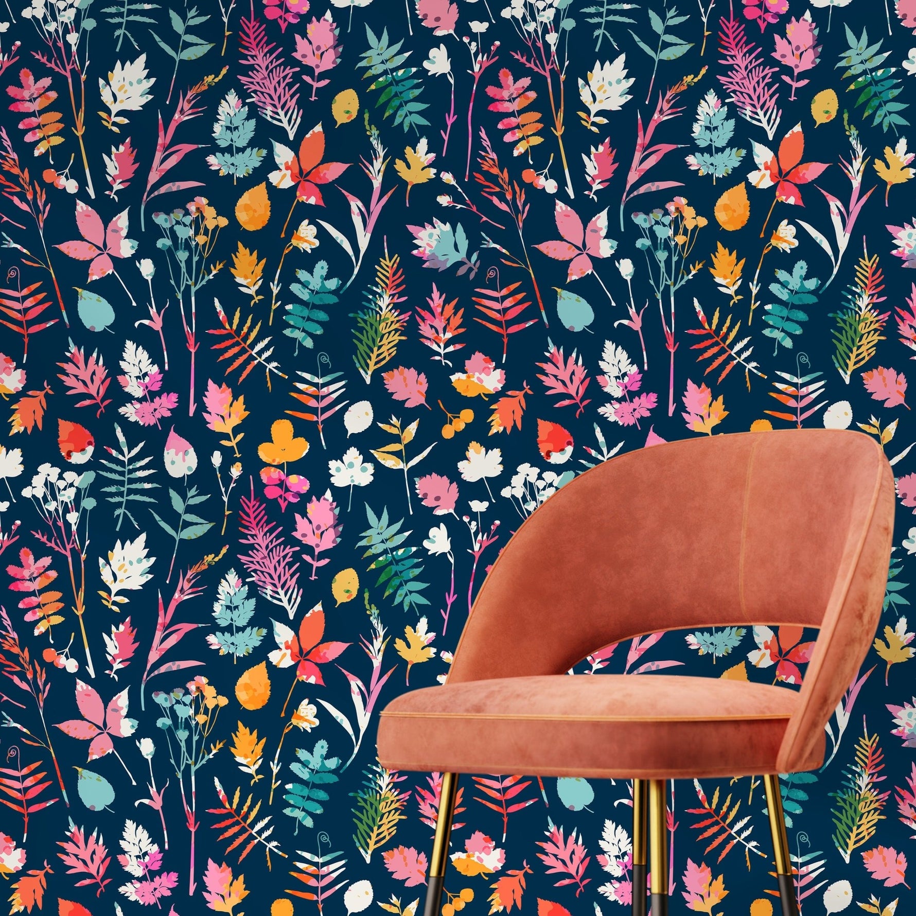 Wallpaper Removable Wallpaper Peel and Stick Wallpaper Wall Decor Home Decor Wall Art Room Decor / Colorful Leaf Wallpaper - D936 - WallTrend