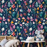 Wallpaper Removable Wallpaper Peel and Stick Wallpaper Wall Decor Home Decor Wall Art Room Decor / Colorful Leaf Wallpaper - D936 - WallTrend