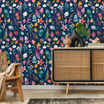 Wallpaper Removable Wallpaper Peel and Stick Wallpaper Wall Decor Home Decor Wall Art Room Decor / Colorful Leaf Wallpaper - D936 - WallTrend