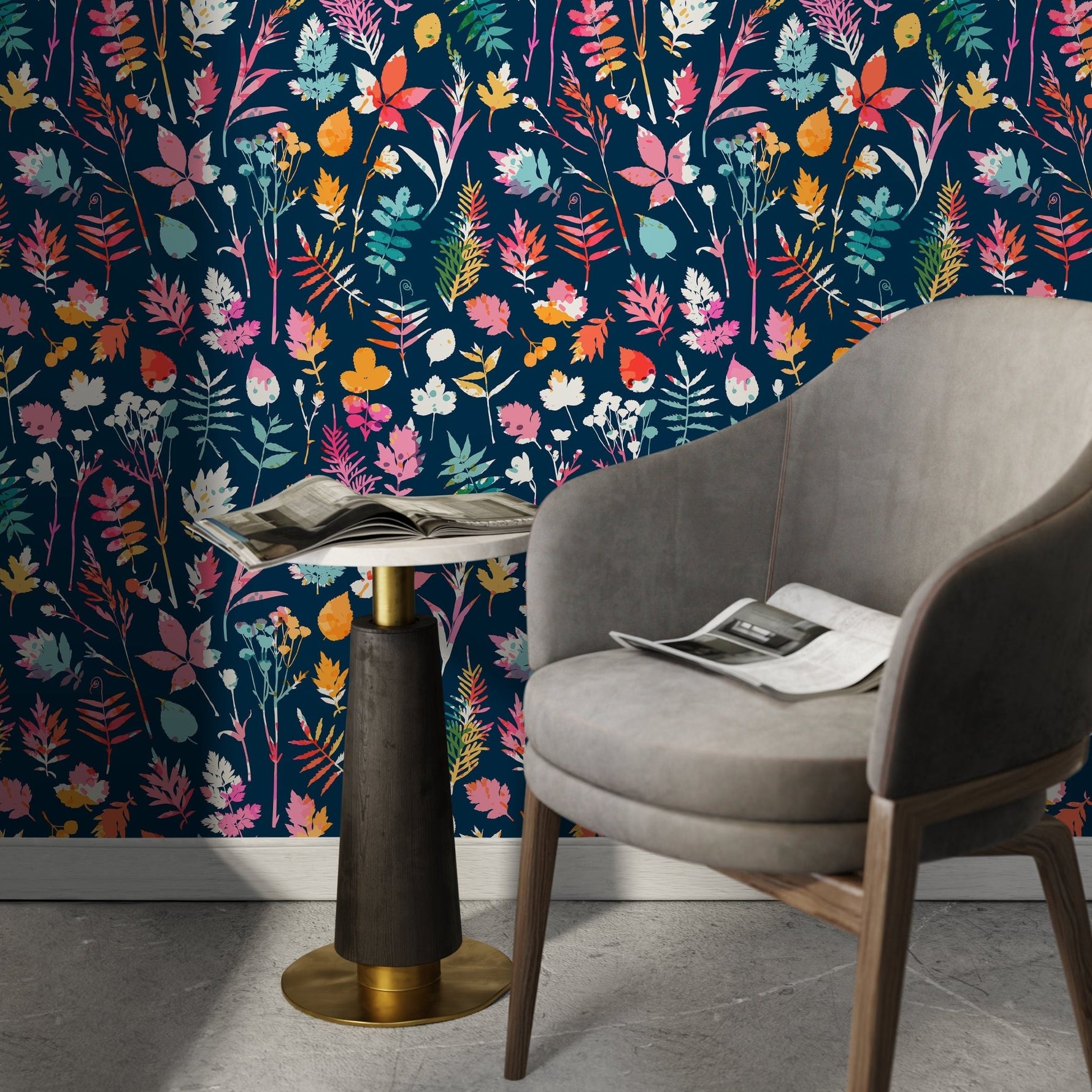 Wallpaper Removable Wallpaper Peel and Stick Wallpaper Wall Decor Home Decor Wall Art Room Decor / Colorful Leaf Wallpaper - D936 - WallTrend