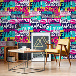 Wallpaper Removable Wallpaper Peel and Stick Wallpaper Wall Decor Home Decor Wall Art Room Decor / Modern Typography Wallpaper - A784 - WallTrend