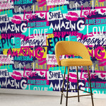 Wallpaper Removable Wallpaper Peel and Stick Wallpaper Wall Decor Home Decor Wall Art Room Decor / Modern Typography Wallpaper - A784 - WallTrend