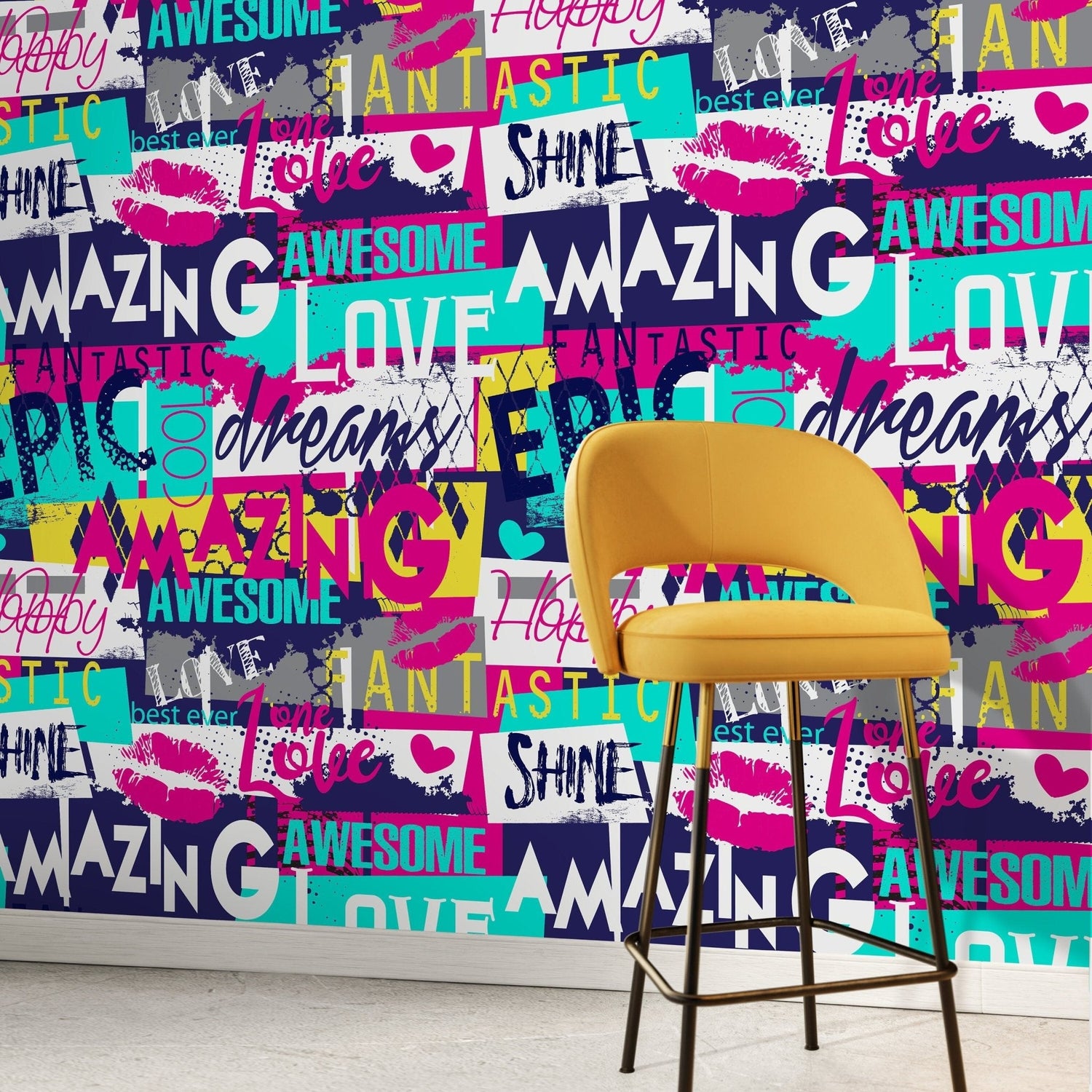 Wallpaper Removable Wallpaper Peel and Stick Wallpaper Wall Decor Home Decor Wall Art Room Decor / Modern Typography Wallpaper - A784 - WallTrend