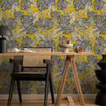 Wallpaper Removable Wallpaper Peel and Stick Wallpaper Wall Decor Home Decor Wall Art Room Decor / Yellow Monstera Leaf Wallpaper - D981 - WallTrend