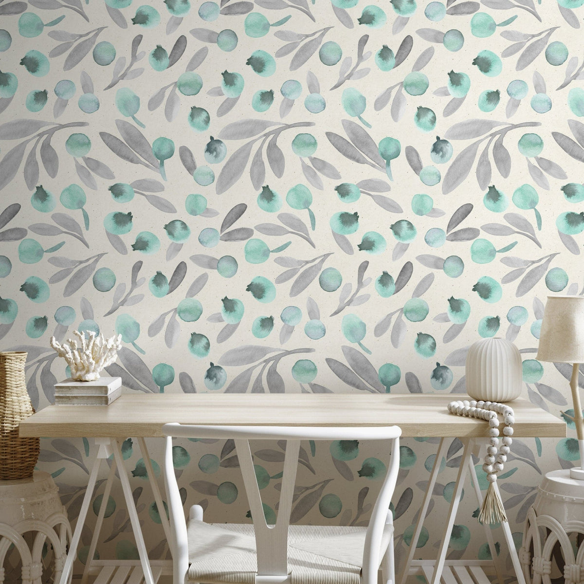 Watercolor Botanicals Wallpaper - A321 - WallTrend