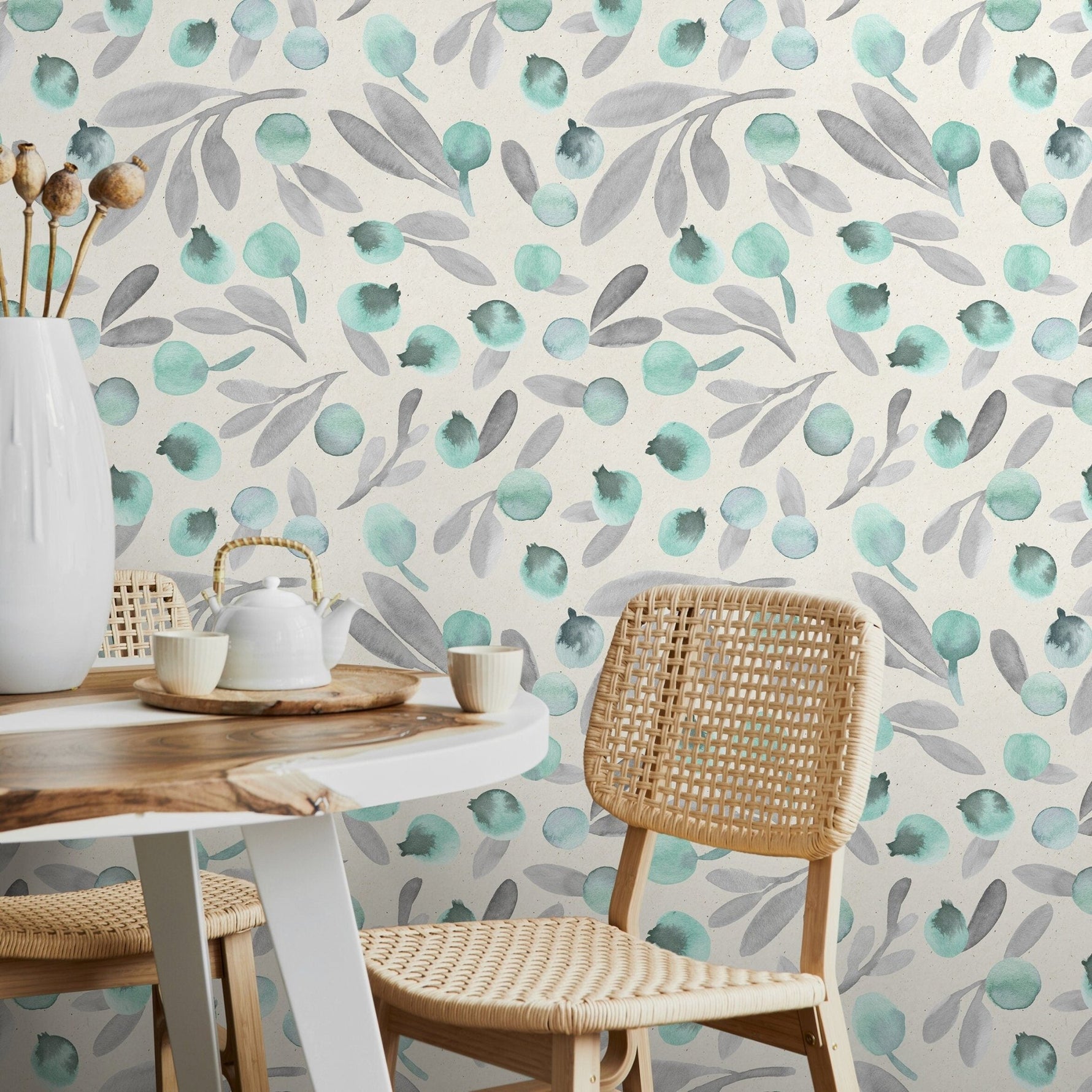 Watercolor Botanicals Wallpaper - A321 - WallTrend