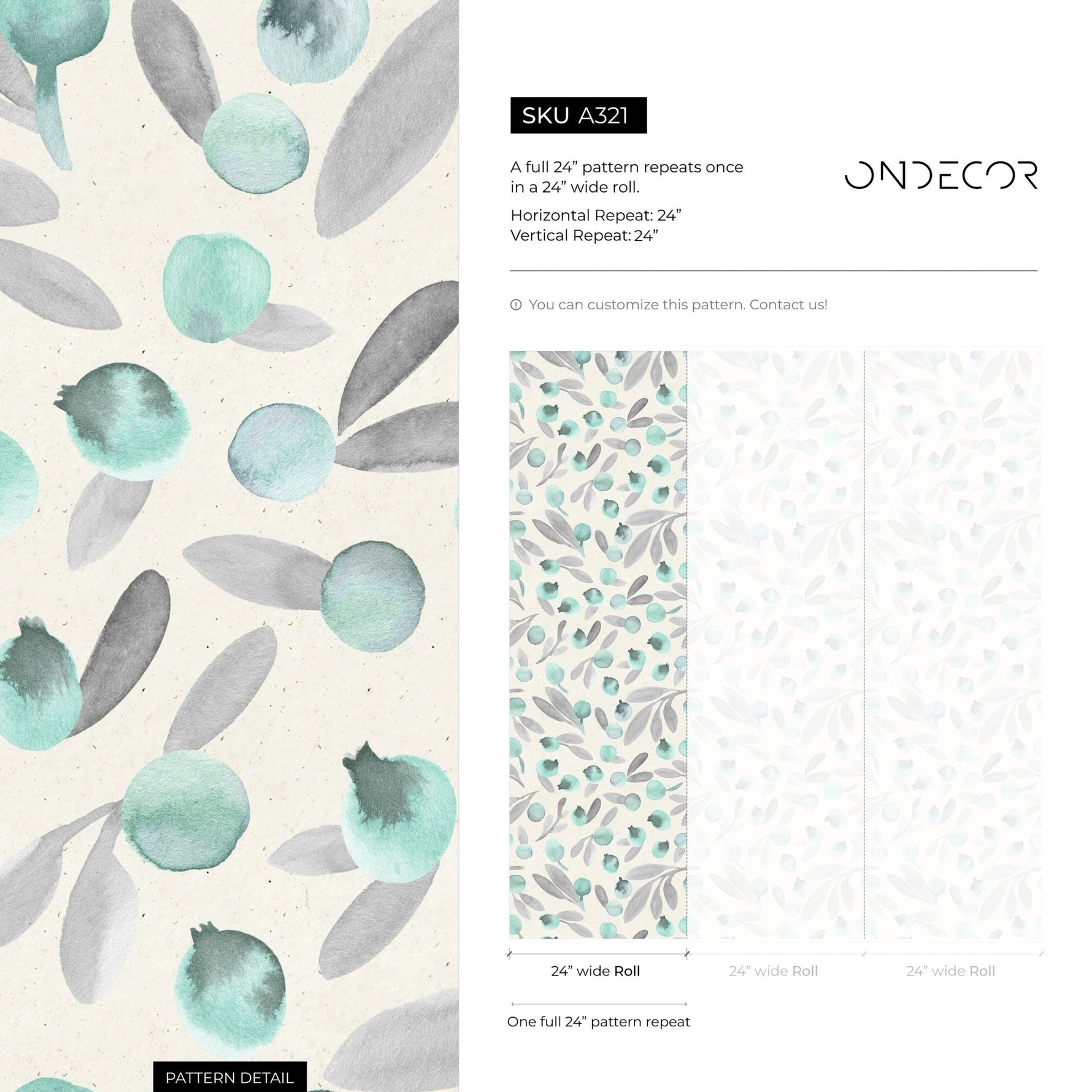 Watercolor Botanicals Wallpaper - A321 - WallTrend