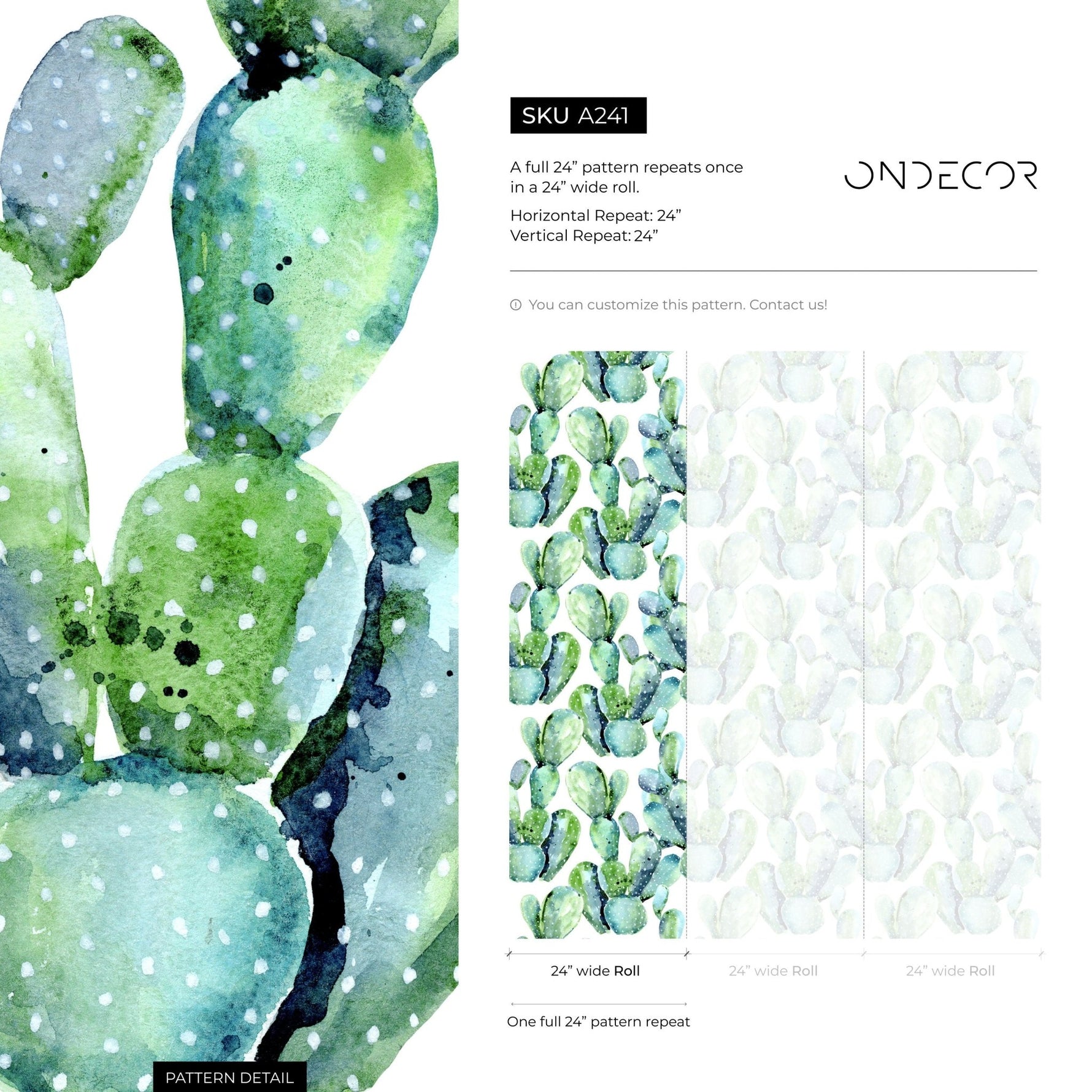 Watercolor Cacti Wallpaper - A241 - WallTrend
