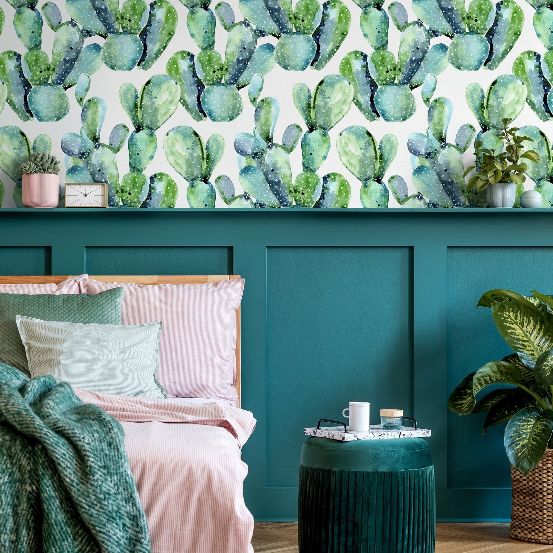 Watercolor Cacti Wallpaper - A241 - WallTrend