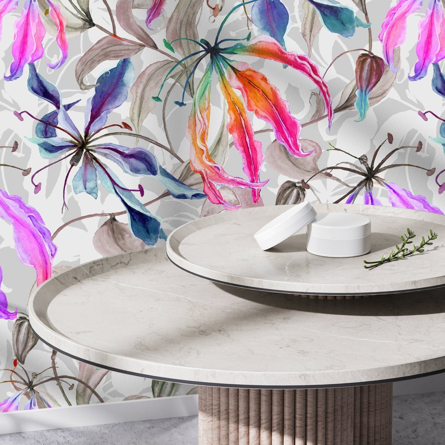 Watercolor Floral Elegance Wallpaper - B030 - WallTrend