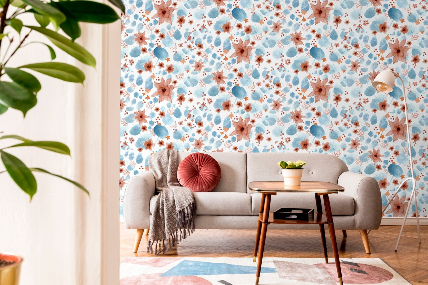 Watercolor Floral Harmony Wallpaper - X003 - WallTrend