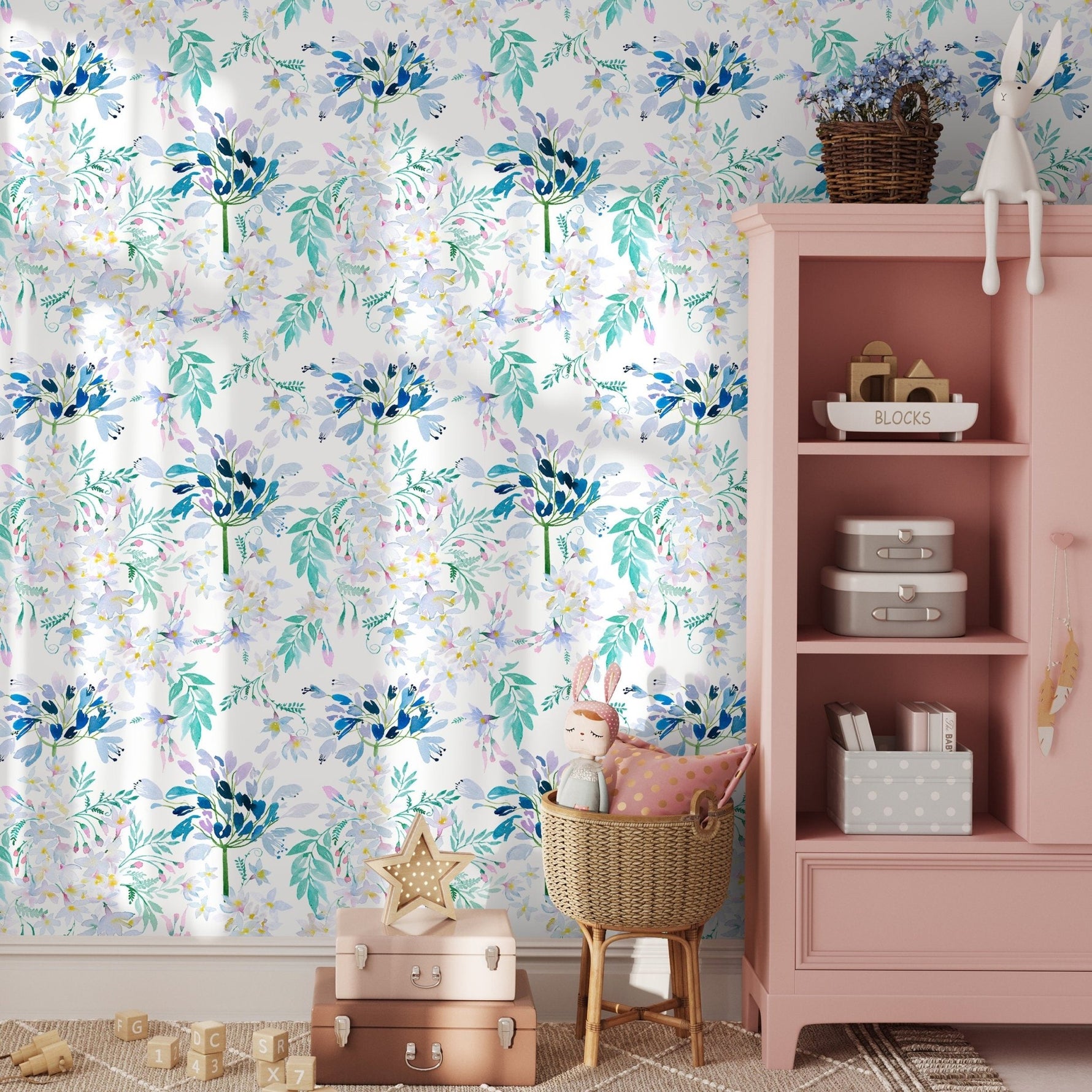Watercolor Flowers Wallpaper - Removable Wallpaper Peel and Stick Wallpaper Wall Paper Wall Mural - B333 - WallTrend