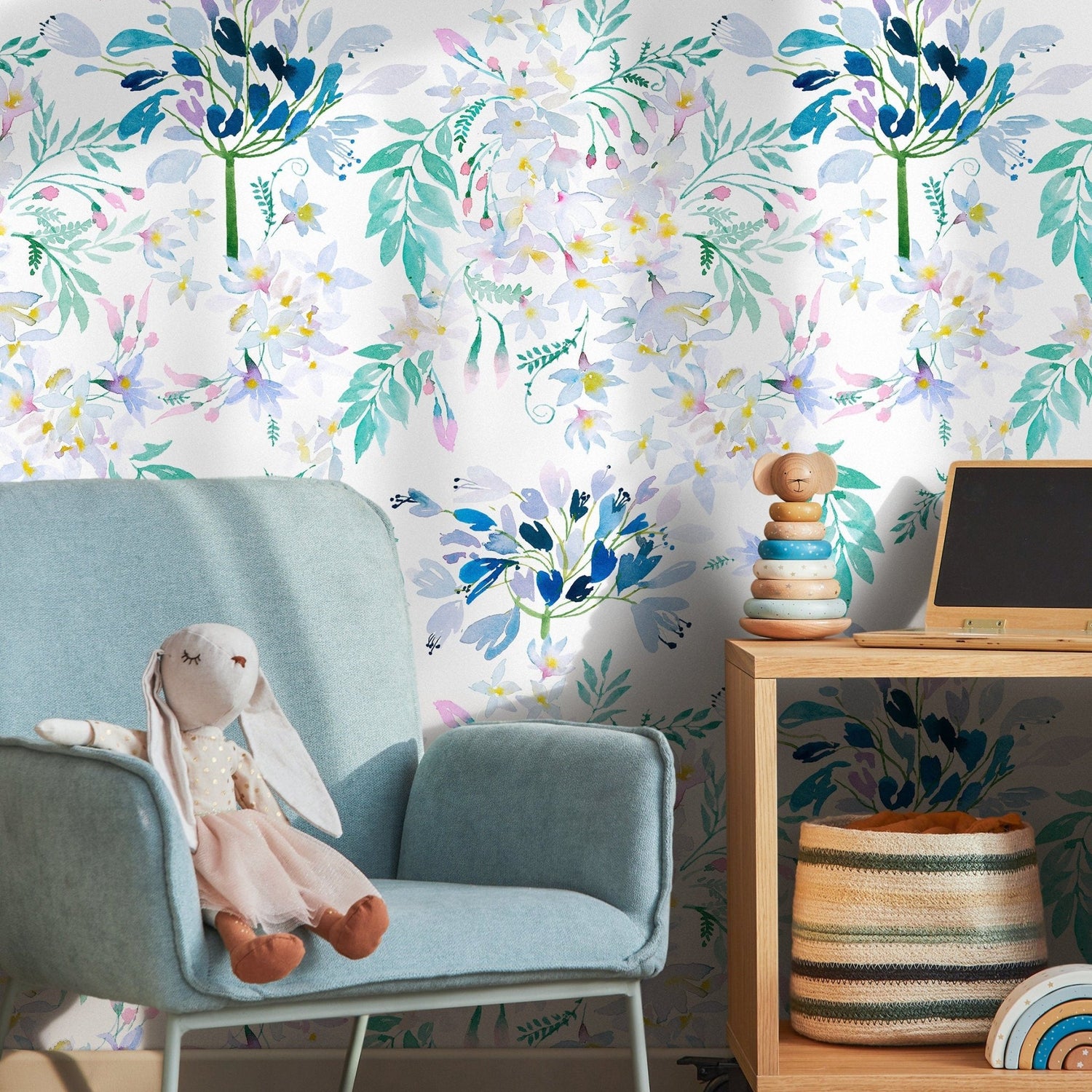 Watercolor Flowers Wallpaper - Removable Wallpaper Peel and Stick Wallpaper Wall Paper Wall Mural - B333 - WallTrend