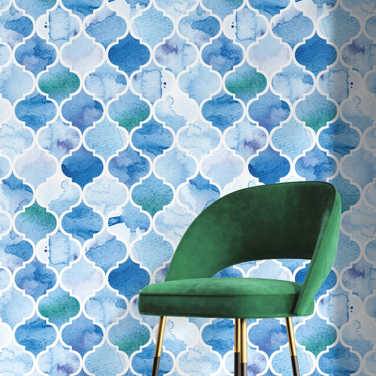 Watercolor Moroccan Tiles Wallpaper - A099 - WallTrend
